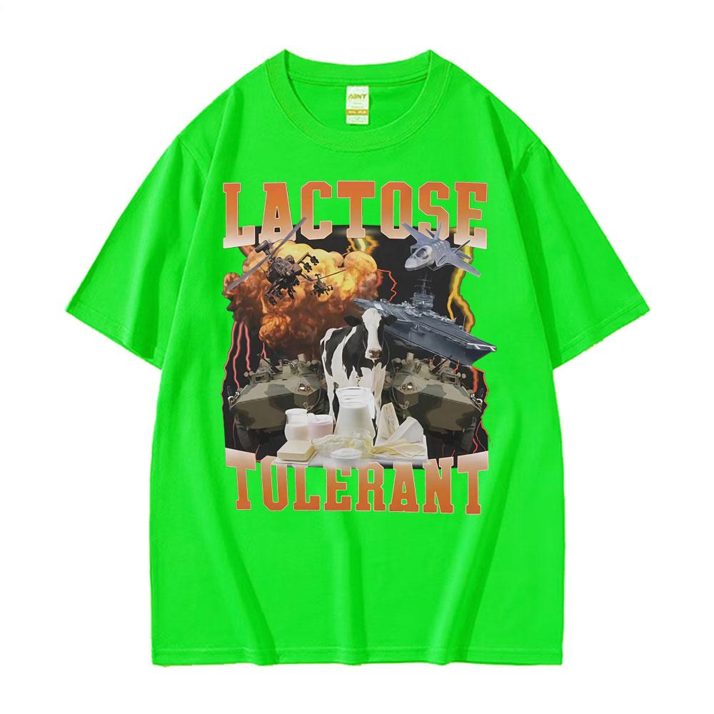 Lactose Tolerant Funny Meme Graphic Tshirt for Unisex Harajuku Y2k Hip Hop Gothic Tshirts Unisex 100 Cotton Short Sleeve T Shirt