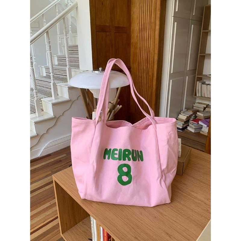 

Нишевый дизайн и модная холщовая сумка-тоут, новая розовая буква, универсальная сумка через плечо большой емкости