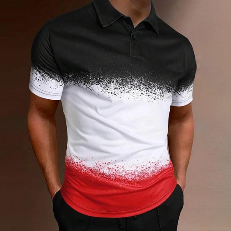 European and American New Men's 3D Printed Versatile Colorful Plant Short Sleeved Polo Shirt