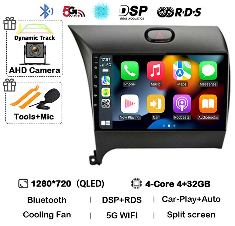 Android14 Carplay Auto For KIA K3 CERATO FORTE 3 YD Tuner 2013 2014 2015 2016 2017 Multimedia Car Radio Player Video WIFI+4G DSP