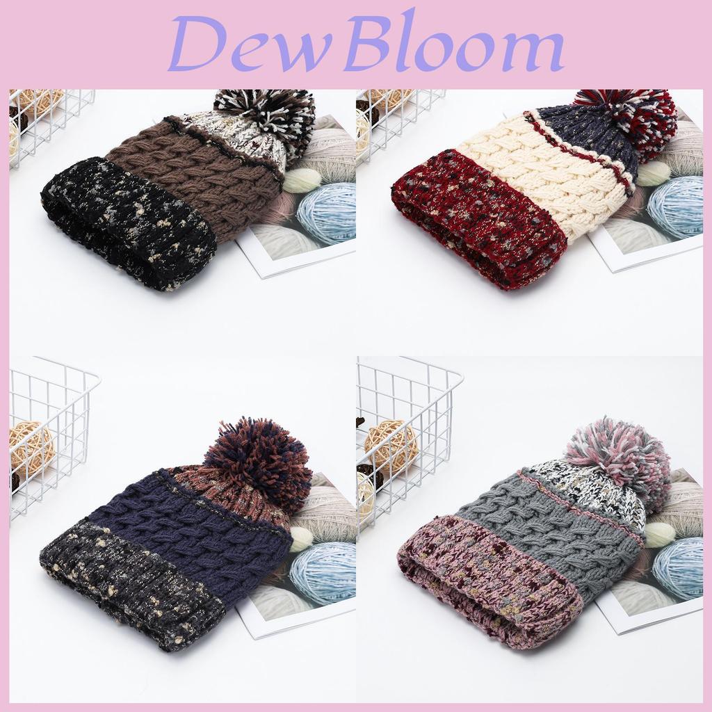 Knitted Beanie Hat For Women With Colorblock Pattern And Warmth For Autumn Winter Use
