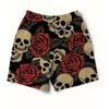 Vintage Skull Rose Flower Boxing Muay Thai Shorts Pants 3D Print Training Unisex Men Women Quick Dry Fitness Gym Sport Workout Casual Streetwear
