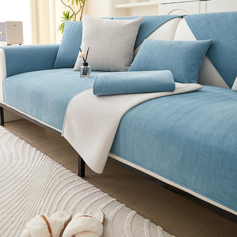 Herringbone Pattern Sofa Cushion Chenille Living Room Four Seasons Universal Modern Simple Summer Non-Slip Cushion Sofa Cover