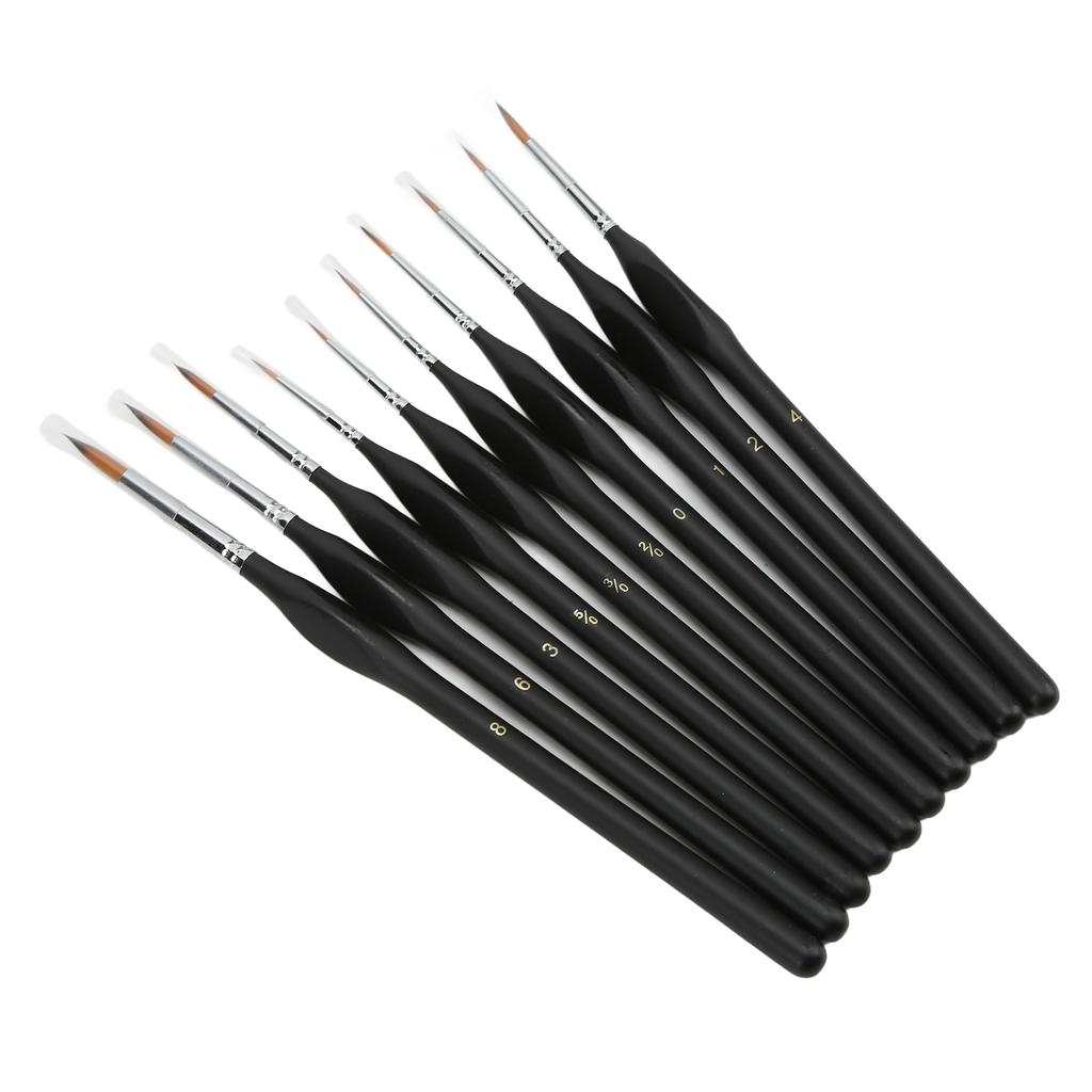 10Pcs Detail Paint Brushes Set Ergonomic Handle Soft Nylon Good Adsorbability Wide Application