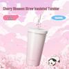 Dilabel Insulated Cherry Blossom Panda Straw Water Bottle
