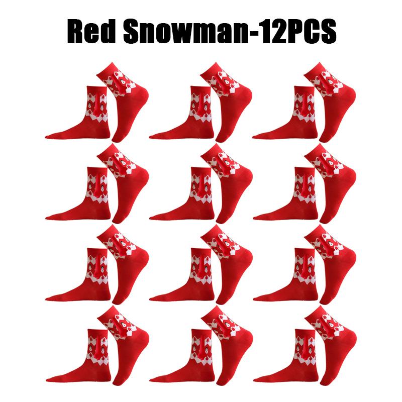 12PCS Christmas Socks Fall and Winter Cotton Magnet Hand-holding Socks Mid-calf Socks Cute Couple Socks Cartoon Christmas Socks