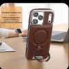 Magnetic Rotat Bracket Luxury Leather Phone Case For iPhone 11 12 13 14 15 16 17 Pro Max Plus Wireless Charging Shockproof Cover