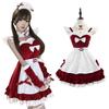 CR ROLECOS Women's Santa Dress, Christmas Cosplay Costume, Cute Maid-Style Dress with Ribbon and Lace Set, Plus Sizes 3XL, 4XL, and 5XL, Red, Fall/Win