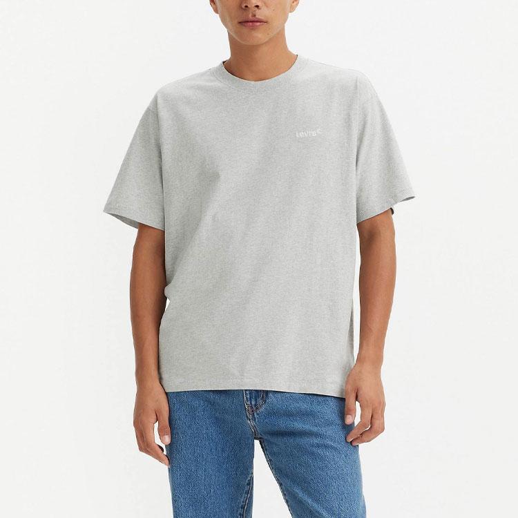 Levis Plain Minimalist Round Neck Drop Shoulder Short Sleeve T-Shirt Men tops Brown A0637-0013