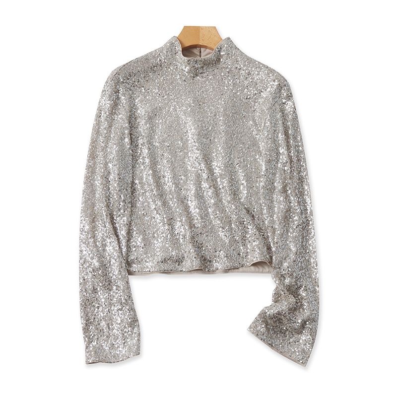 

Экспорт Осень и Зима Новое Поступление Повседневный Модный Блестки Длинные Рукава Танцевальный Свободный Приталенный Сияющий Клубный Стильный Западный Стиль Топ Picture Color L