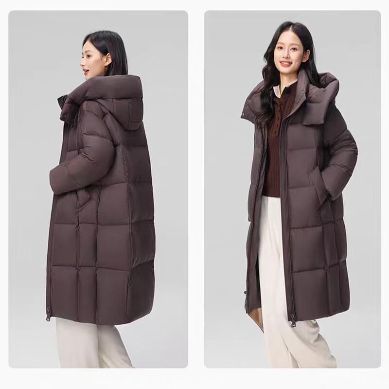 Xuezongfei Lange Daunenjacke mit Kapuze