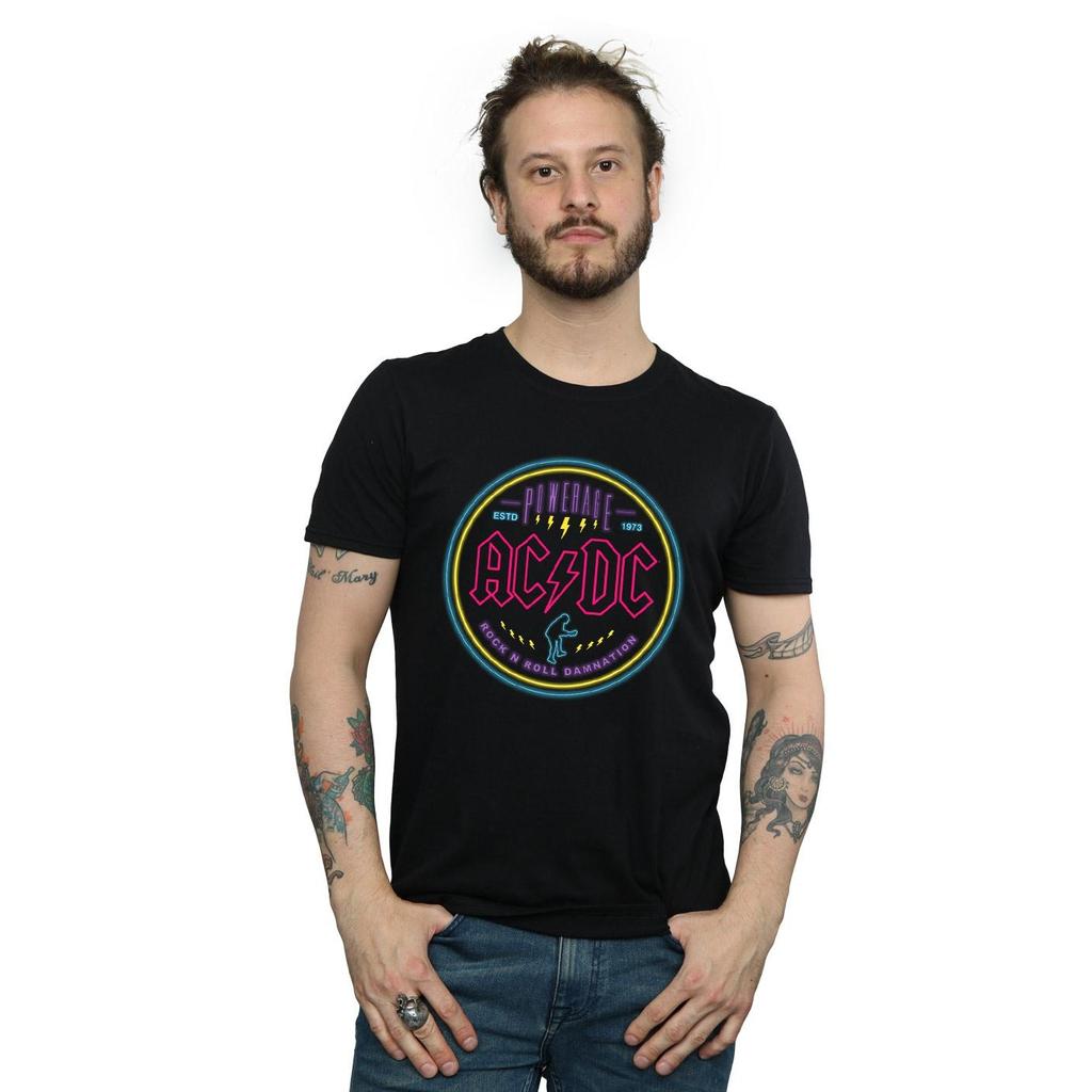 AC/DC Mens Circle Neon T-Shirt