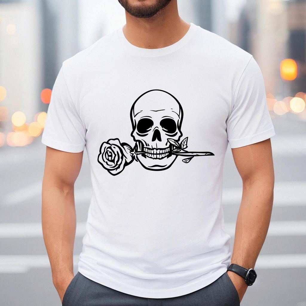Skull Rose Valentines Day Tshirt Summer Tracksuit Mens Oneck Pullover Shortsleeved Tops Casual Sportswear Trendy Streetwear