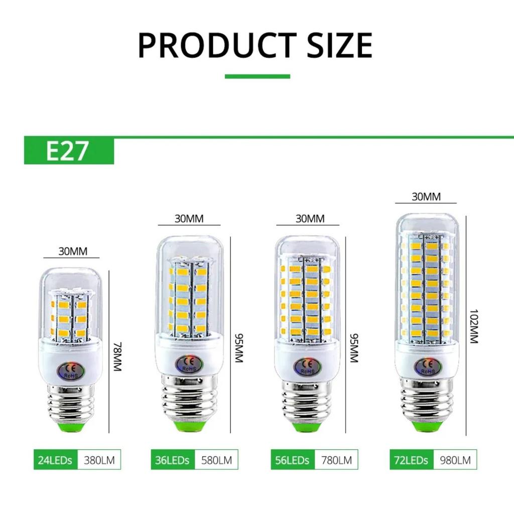 HOMZY E27 LED Lamp E14 LED SMD 5730 220V Corn Light Bulbs 24 36 56 72 LEDs Lamparas LED Chandelie For Home Decoration Ampoule Led Light
