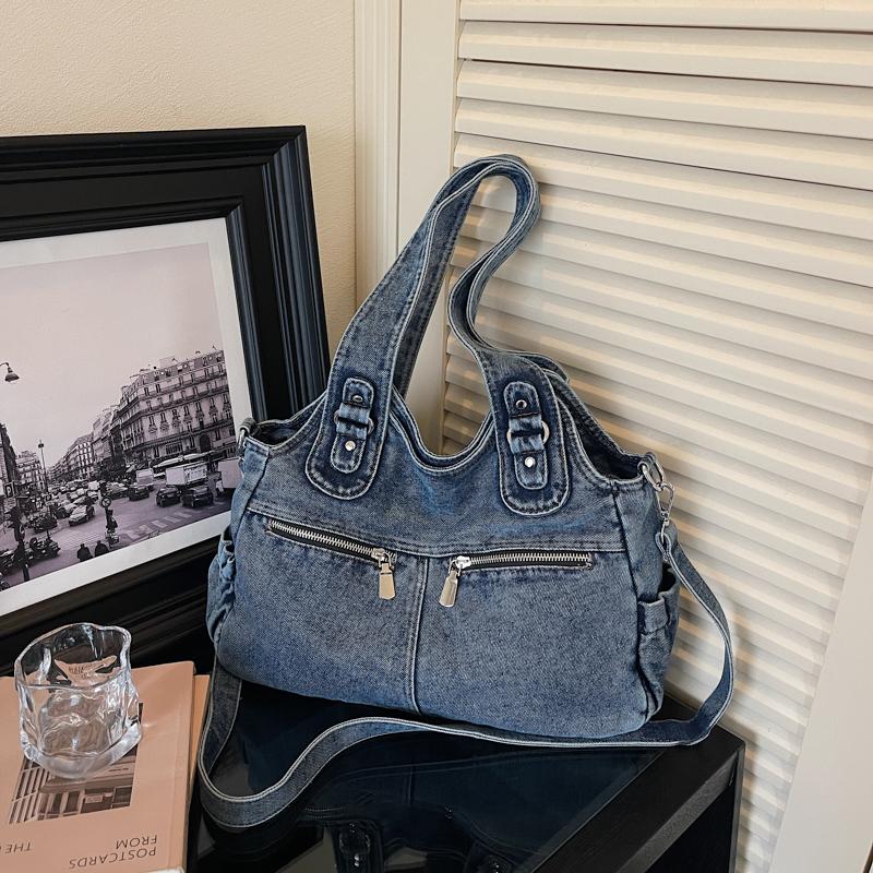 Vintage Denim Tote Bag Women Shoulder Bag Handbag