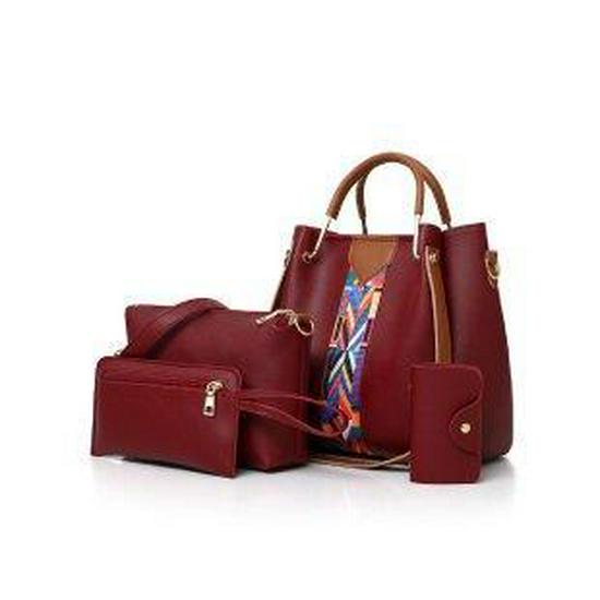 2024 Women's Fashion Four-Piece Bag Set: Handbag, Shoulder Bag, Crossbody, and Bucket Bag