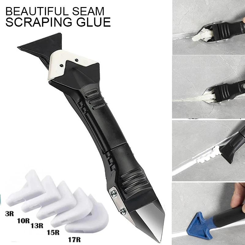 3 in 1 Sealant Angle Scraper Spatula Silicone Grout Caulk Floor Seam Glass Glue Remover Home Removal Tool Kit