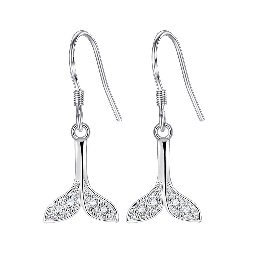 Feminine Simple Ins Mermaid Dolphin Fish Tail Ear Hooks Earrings