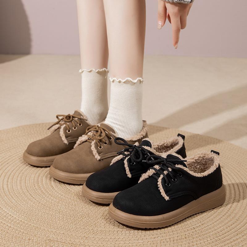 2025 Winter Shoes Women Flat Cotton Shoes Non-slip Brand Ladies Warm Plush Shoes Soft Casual Plus Size 41