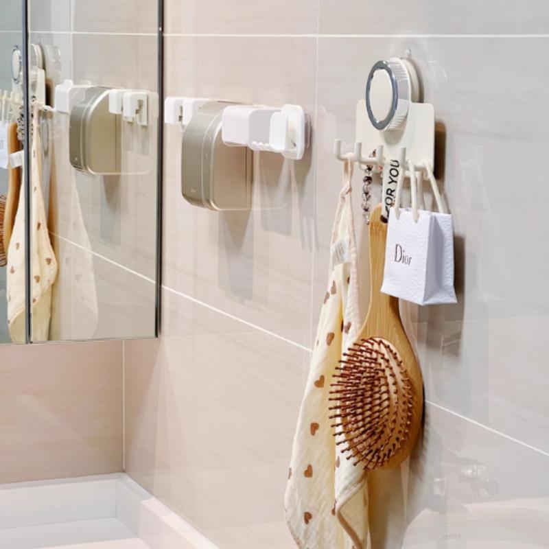 Non Perforated Suction Cup Hook Bathroom with Strong Load-bearing Capacity Wall Mounted Towel Hook Row of Storage Racks