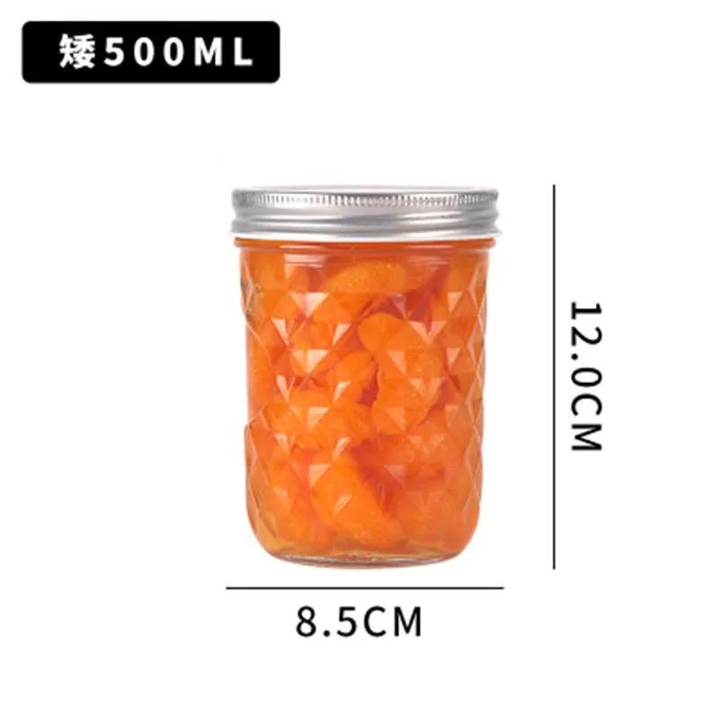 

Стеклянная банка Mason с алюминиевой крышкой – прозрачная бутылка для хранения холодных напитков, настоянной воды и еды | Многоцелевой контейнер 500ml