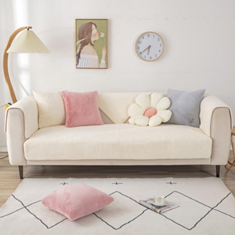 

Осенне-зимняя однотонная плюшевая подушка для дивана из кроличьей шерсти, современная простая супер мягкая противоскользящая подушка для дивана, полотенце 70*70