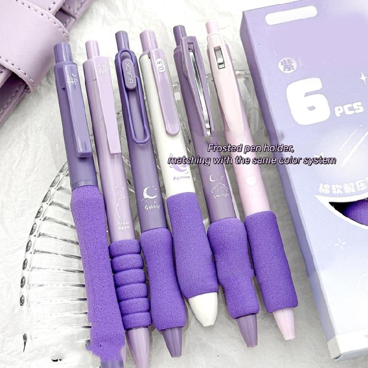 Pack of 6Pcs Retractable Gel Pen Quick Drying 0.5MM Office Writing Tool for Adult Student Writing Journaling