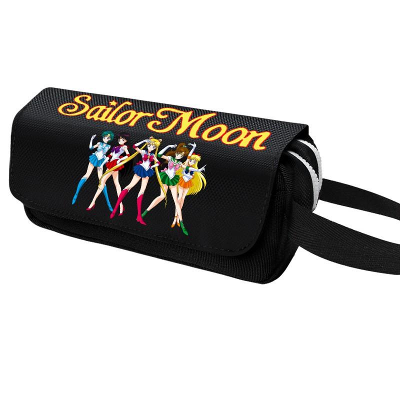 Cute Anime Sailor Moon Pencil Case Large Capacity Double Zipper Flip Pen Pouch Students
