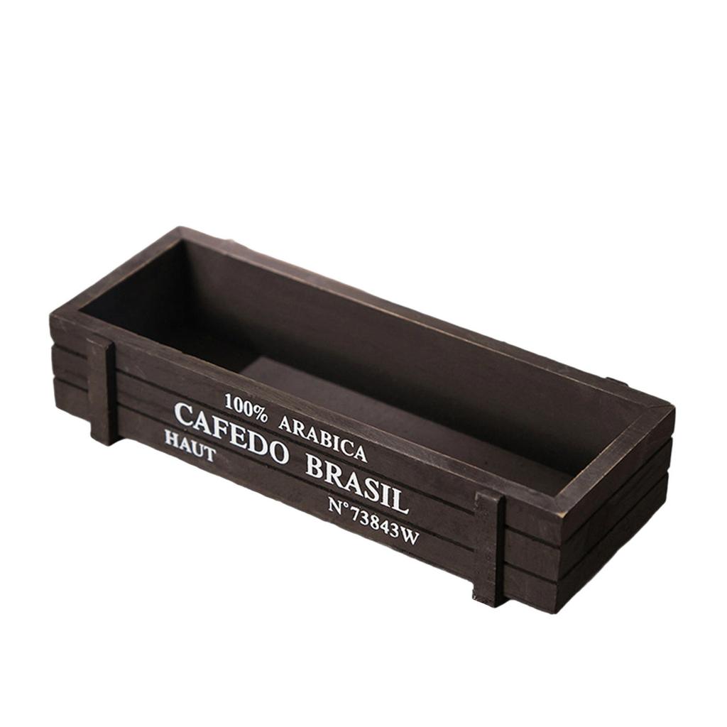 Retro Wooden Succulents Flower Pots, Balcony Potted Plant Rectangular Boxes Wood Succulents Succulents Arrangements