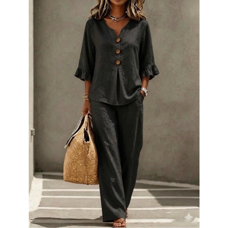 IHUASU Women's Fashion Casual Long Sleeve V Neck Pants Suits