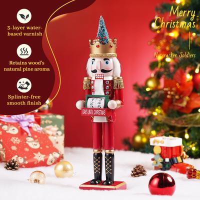 40CM Christmas Nutcracker Christmas Tree Crown Calendar Decorative Item Wooden Handicraft Home Or Office Festival Decoration