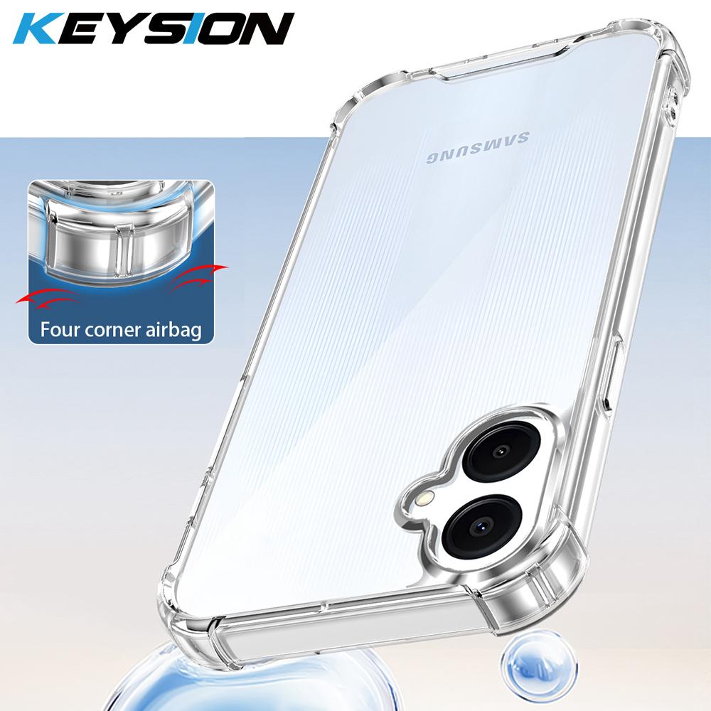 KEYSION Custodia trasparente antiurto a quattro angoli per Samsung A06 4G 5G TPU morbido+PC Cover posteriore trasparente per telefono per Galaxy A06 5G