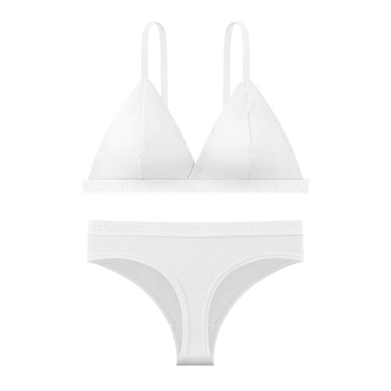 Set Sutien Femei cu Cupă Triunghiulară Franceză Fără Sârmă - Bretele Subțiri, Respirabil și Confortabil