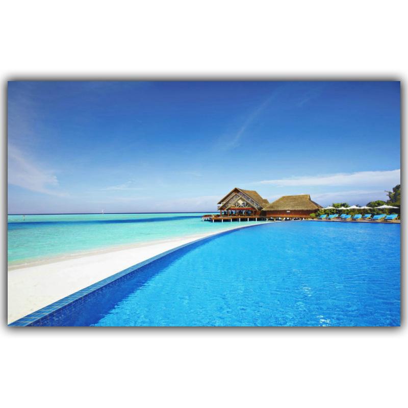 Summer Sun and Beach ,Sea Palm And Mountain Landscape Wall Painting Home Decoration Pictures Silk Canvas Poster Print