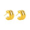 Minimalist Gold&Silver Plated Mix Stainless Steel Earrings for Women Double Layer C Shaped Small Hoop Earrings Jewelry