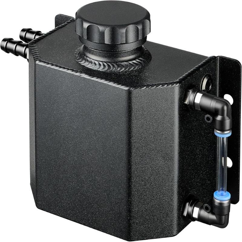 

New Universal for Coolant Tank Reservoir Bottle with Drain Plug 1L Alloy Aluminium Water Overflow Expansion 1pcs чёрный