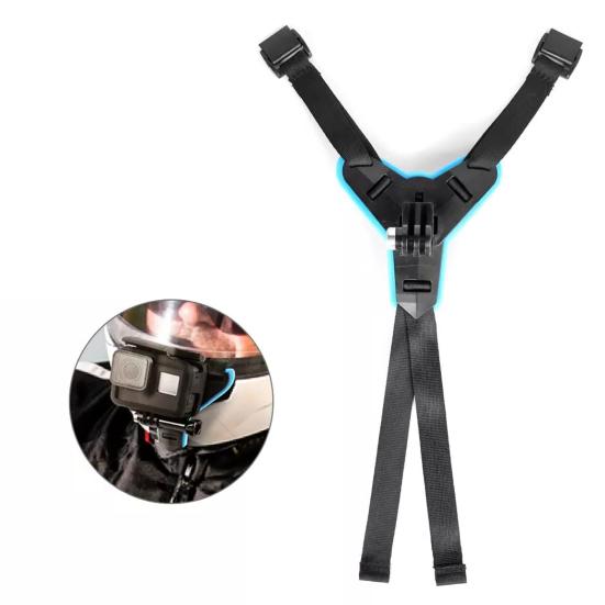 Motorcycle Helmet Chin Mount Holder Detachable Bracket Protective Stand with Fixing Strap for Sports Camera Mobile Phone