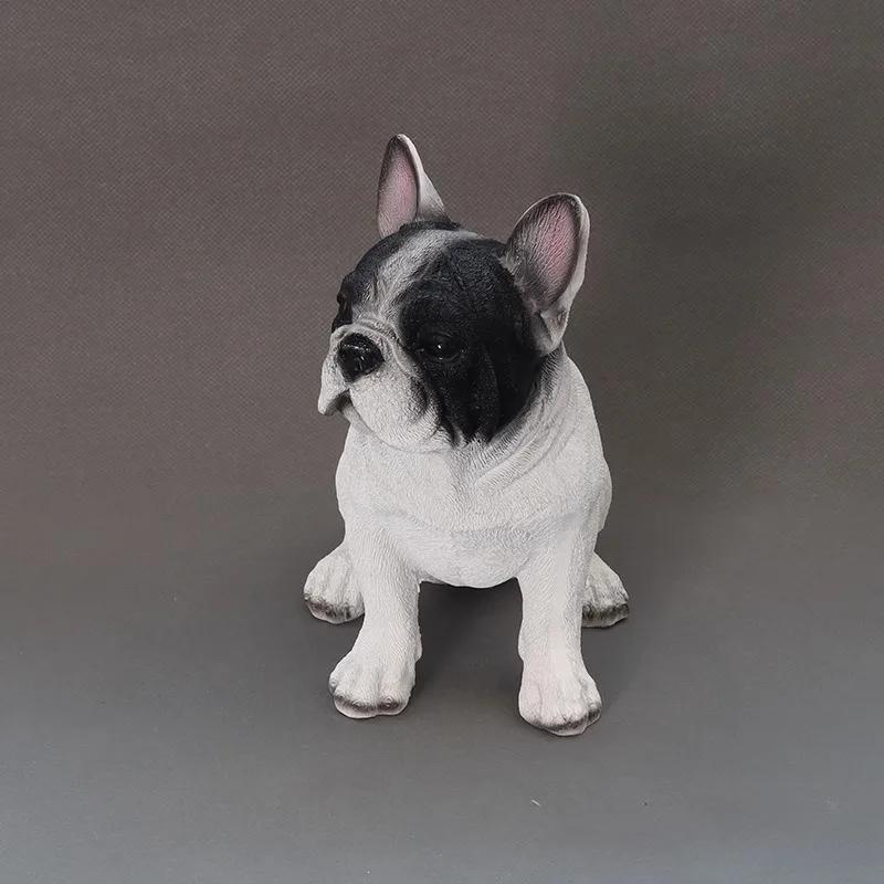 Simulated Black & White French Bulldog Resin Figurine Ornaments Home Room Decoration Dog Puppy Animal Statue Cute Birthday Gifts