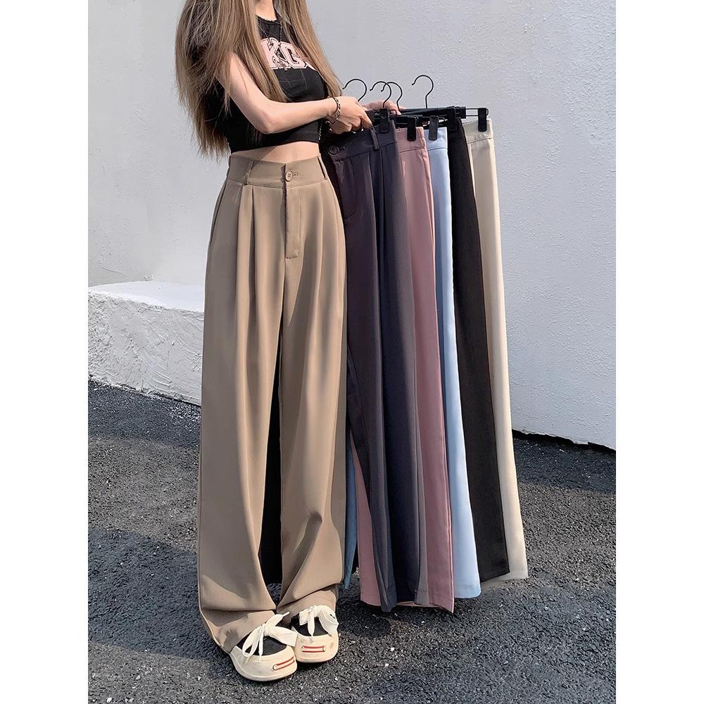 Summer new fashion suit casual pants women's straight high waist mopping wide leg trousers