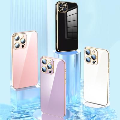 Luksusowe złote wykończenie krawędzi miękkie etui z TPU na telefon iPhone 15 14 13 11 Pro Max 7 8 Plus XR Xiaomi 13T Redmi 13C Note 12S 11 odporne na wstrząsy tylne etui