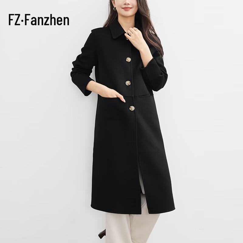 Fanzhen 100% Wool Mid-length Double-sided Wool Coat for Women