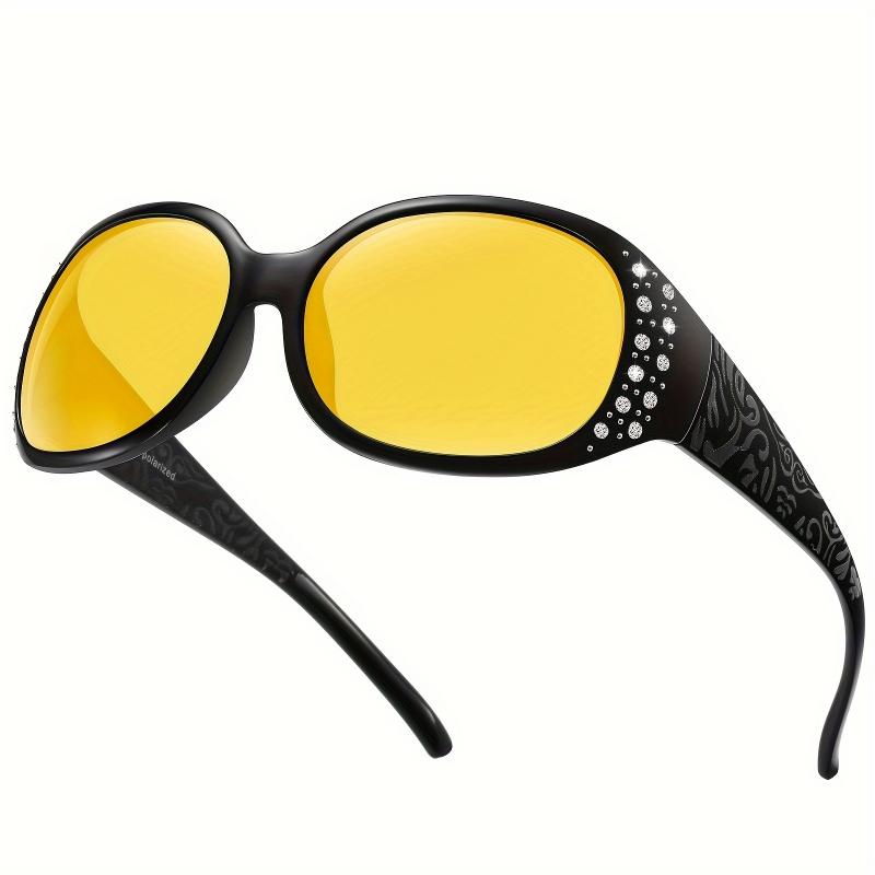 Night Vision Driving Glasses Women Anti Glare, Wrap Around NighttimeSafety Glasses чёрный