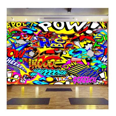 Colorful Cartoon Mural Text Street Hip-Hop Style Graffiti Mural Wallpaper 3d Music Club Bar Ktv Wall Paper