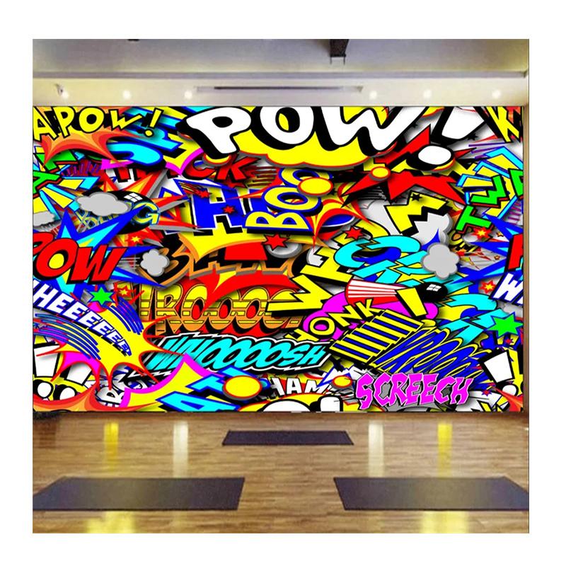 

Colorful Cartoon Mural Text Street Hip-Hop Style Graffiti Mural Wallpaper 3d Music Club Bar Ktv Wall Paper 200 cm(W) x 140 cm(H)