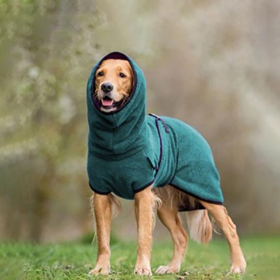 Pullover Pet Cotton Suit Golden Retriever Thickened Warm Hooded Solid Colour Dog Clothes