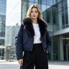 Winter design sense large fur collar lapel versatile loose drawstring thickened cotton clothes pie overcome coat