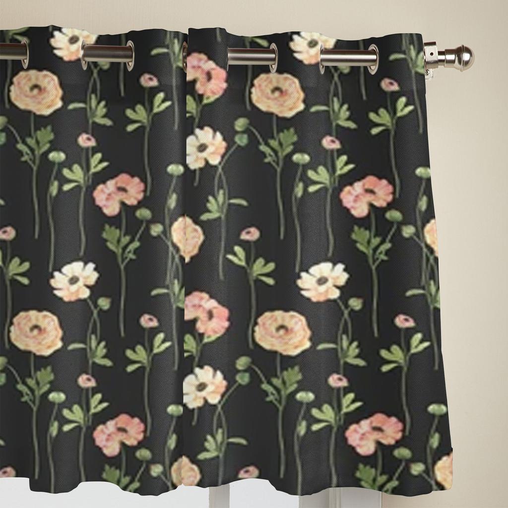 Flowers Watercolor Window Curtains For Living Room Bedroom Luxury Modern Kitchen Curtains Fabric Drapes