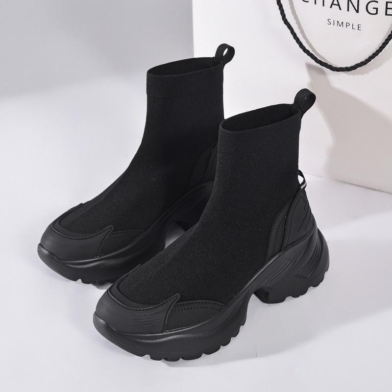 Women's Boots 2026 Autumn/Winter New Thick Soled Short Boots Women's Skinny Boots Elastic Socks Boots
