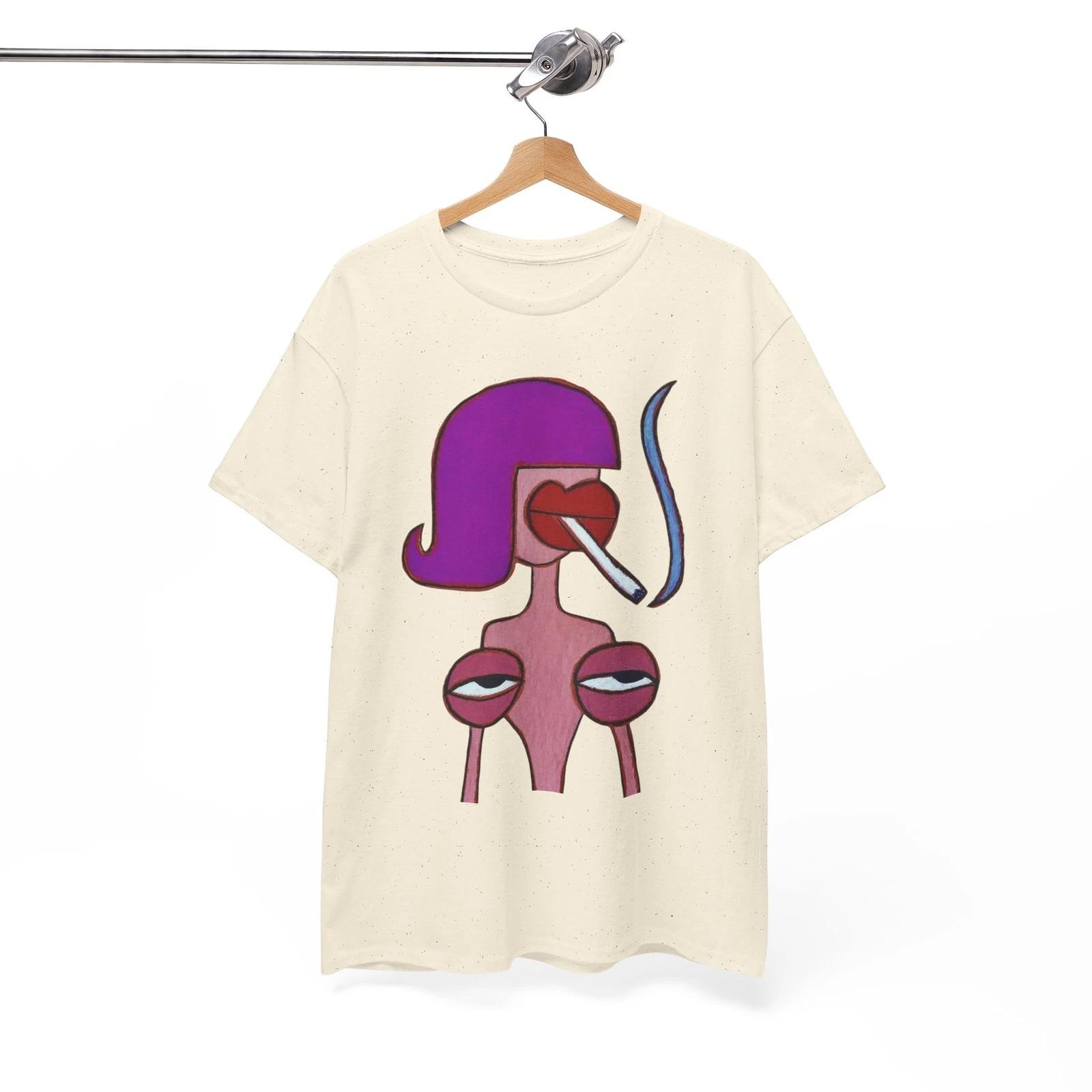 

Upside Down Woman Smoking Graphic T Shirt Vintage Cotton Tee - New Gift - Tee 2XL