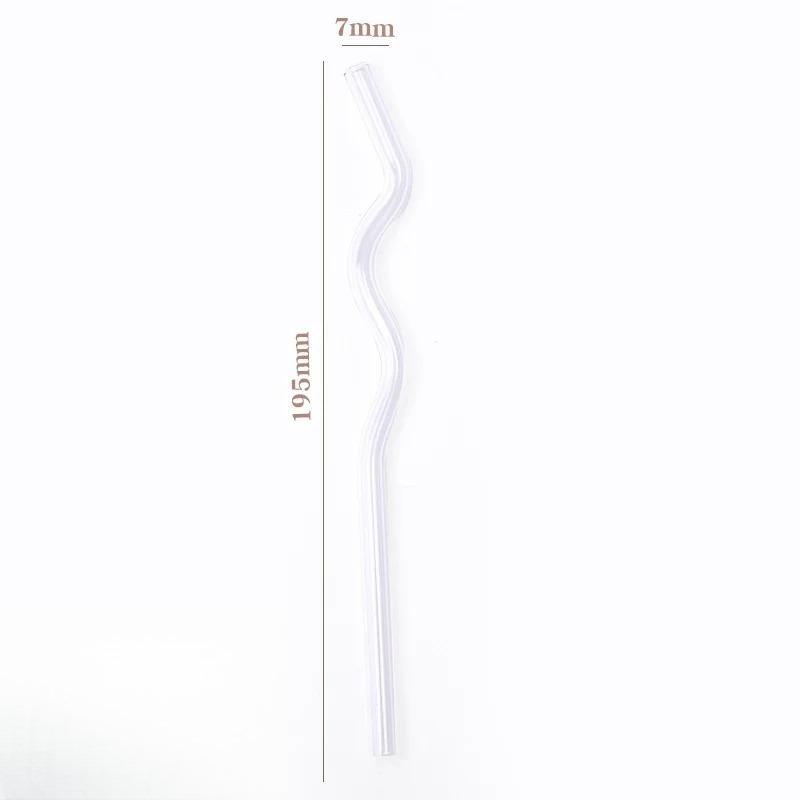 Wavy Colorful Clear Drinking Straw High Borosilicate Glass Straw Glass Tube Party Bar Drinkware Reusable Glass Straws